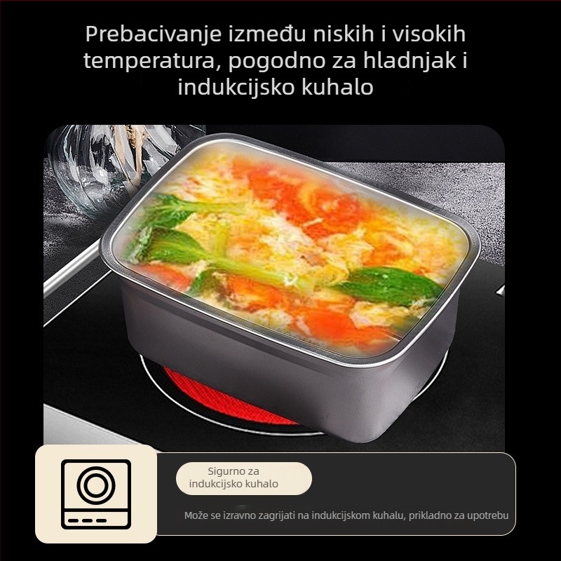 Nehrđajući čelična kutija za hranu sa zatvorenim poklopcem, kutija za porcije, pogodna za piknike na otvorenom