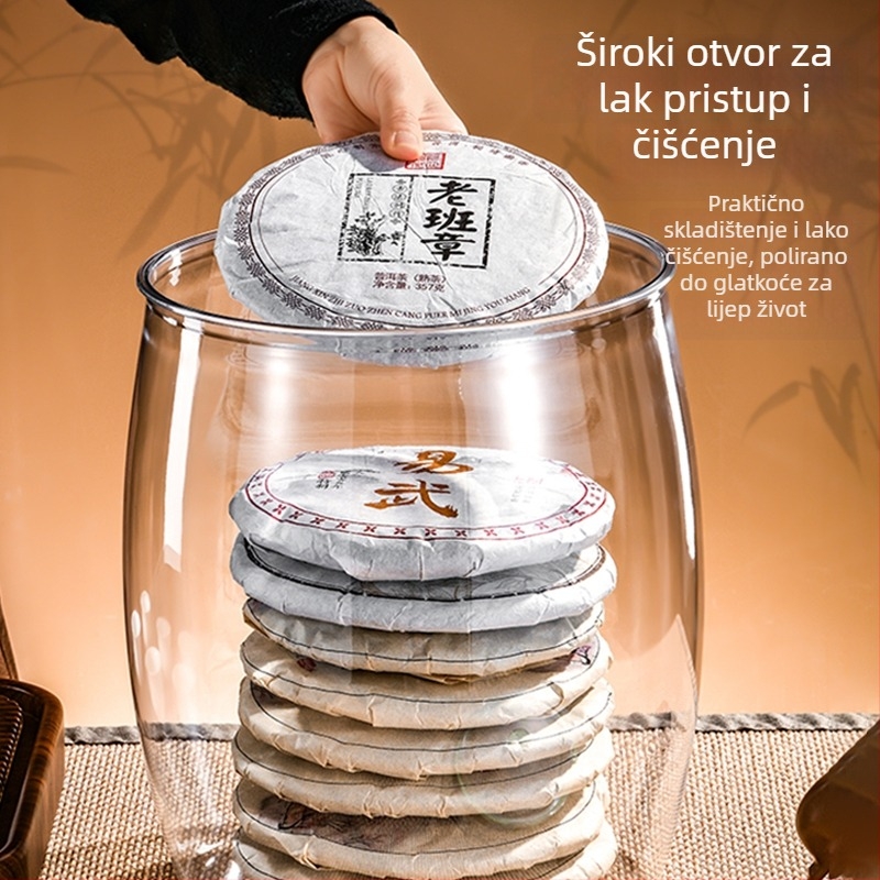 Kutija za skladištenje Pu'er čaja, prozirna, vodonepropusna, velika kapaciteta za čajna kolačića (sedam kolačića)