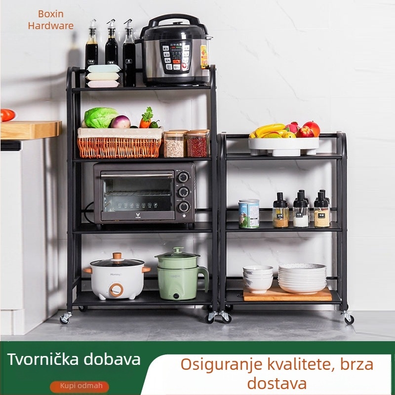 4-etapni podni stalak za kuhinju, višenamjenski organizator lonaca i posuđa, od karbonskog čelika
