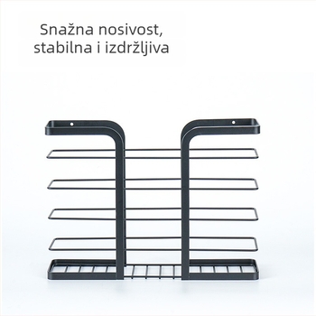 Zidni organizator za vrata ormara, 5 polica, crna, karbonska čeli, za kupaonicu i kuhinju, za pohranjivanje tuš gela i šampona
