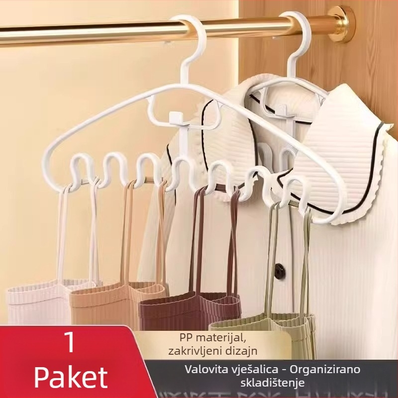 Drvena vješalica s osam kuka – za odjeću, donje rublje i hlače; višenamjenska.