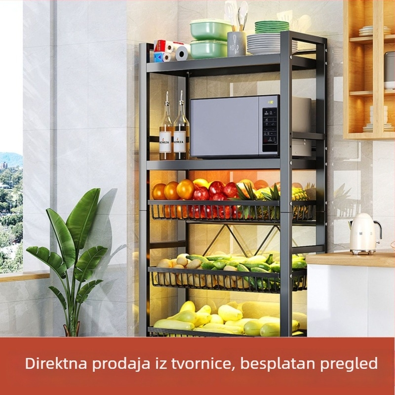 Prilagodljivi višeslojni kuhinjski stalak s izvlačnim košaricama za povrće
