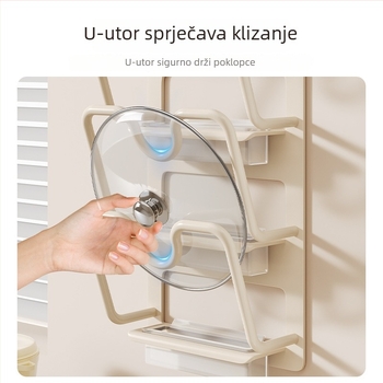 Zidni kuhinjski organizator za daske za rezanje i poklopce, višeslojni stalak s usisnim čašicama