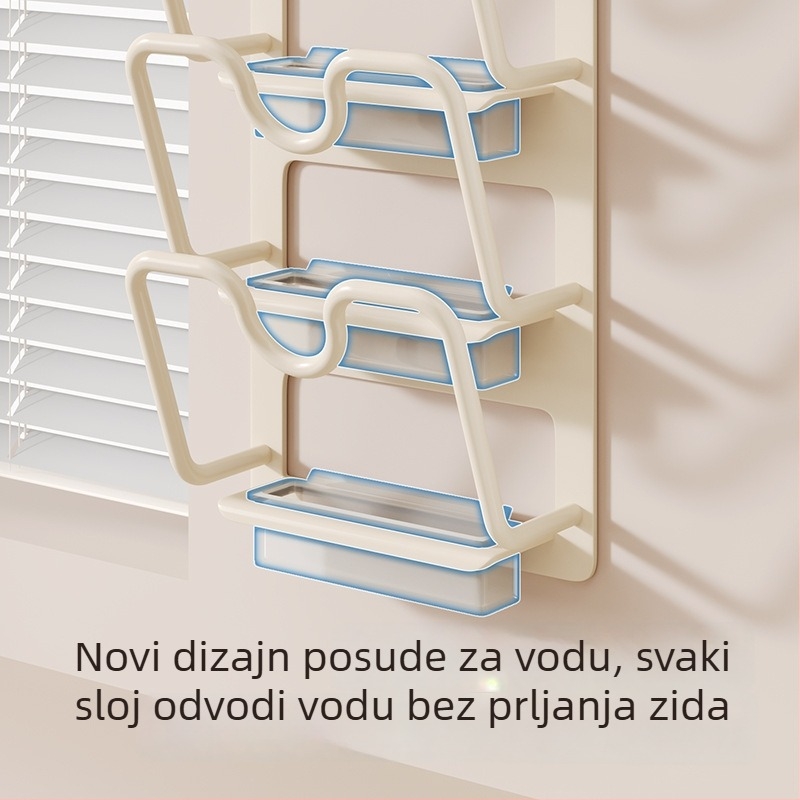 Zidni kuhinjski organizator za daske za rezanje i poklopce, višeslojni stalak s usisnim čašicama