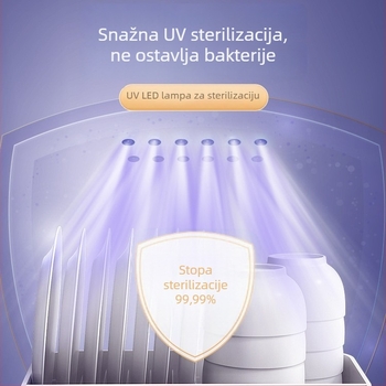 Kutija za pohranu posuđa s poklopcem, organizator za tanjure i zdjele, držač noževa, odvodni stalak za posuđe na kuhinjskoj ploči