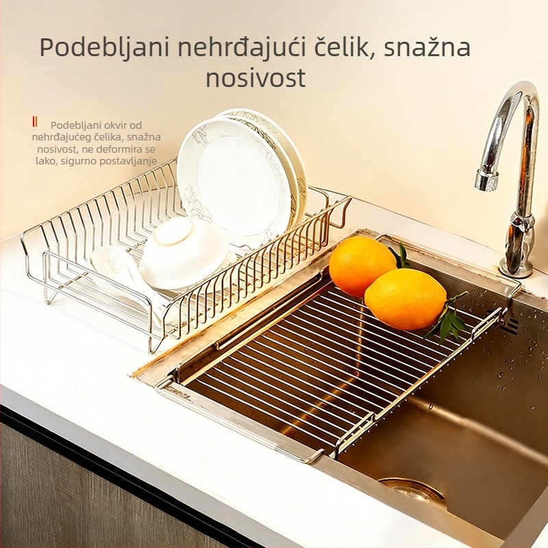Nehrđajući čelični stalak za odvodnju u kuhinji, izvučna ploča, za voće, povrće, posuđe i pribor