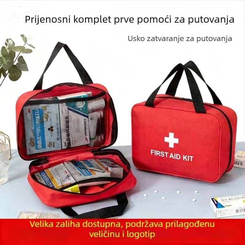 Set za prvu pomoć s prijenosnom kutijom za lijekove, nužni komplet za automobil i vanjske uvjete, komplet za preživljavanje u potresu, kućna medicinska kutija za pohranu