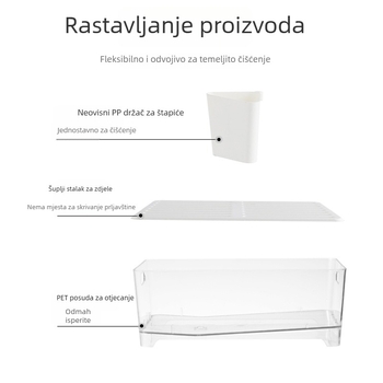 PET debeli plastični stalak za posuđe s odvodom za kuhinju – stalak za sušenje tanjura, zdjela i pribora