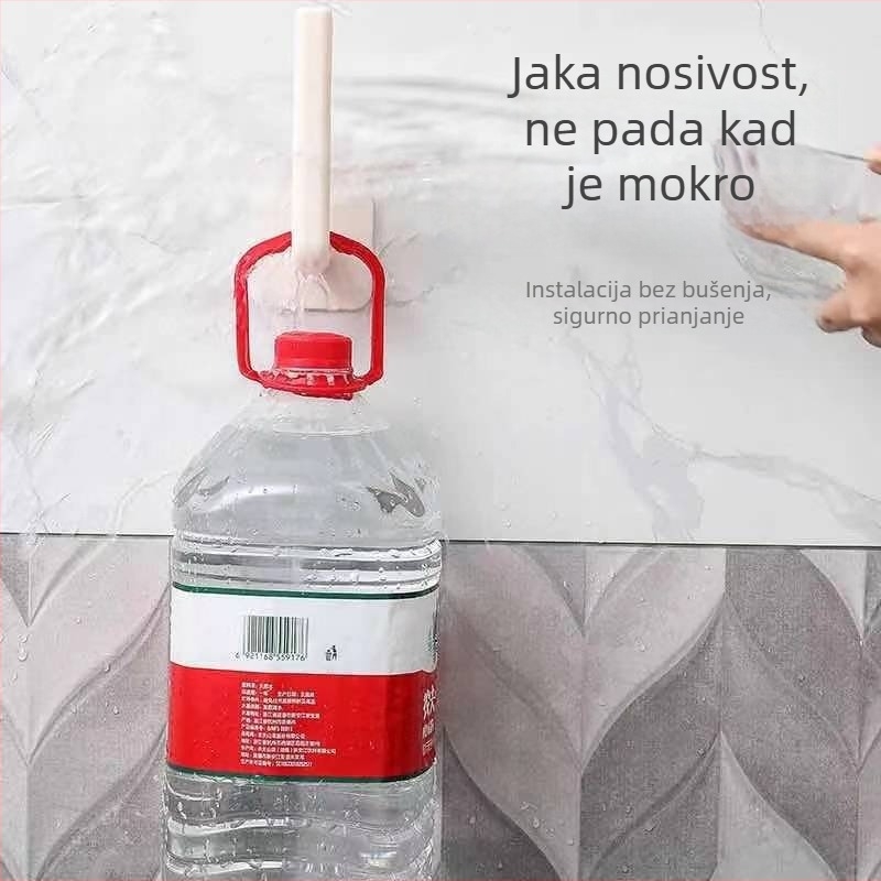 Zidni držač u obliku L bez bušenja za kuhinju — višenamjenski držač za poklopce, šalice i rolne toaletnog papira, veliki kapacitet