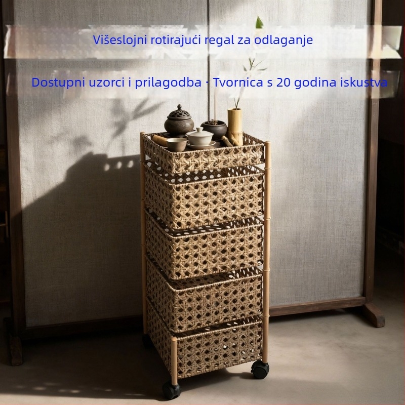 Četverostruki okretni kuhinjski kolica za skladištenje, slobodno stojeće, modernog minimalističkog dizajna