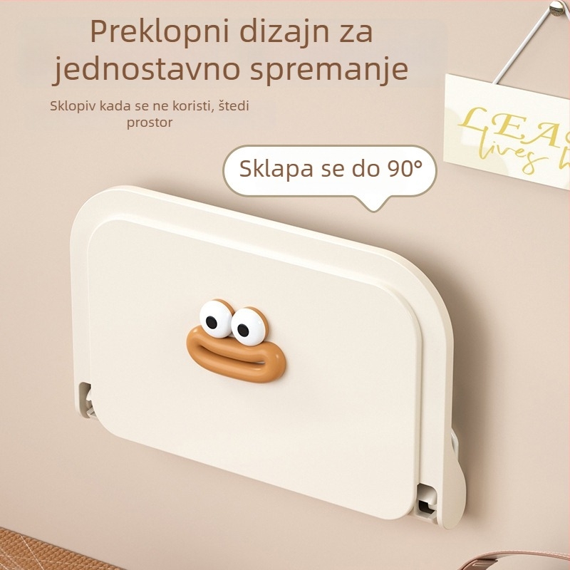 Sklopivi zidni skladišni stalak s držačem za telefon, bez bušenja, za kupaonicu, WC i dom studenata
