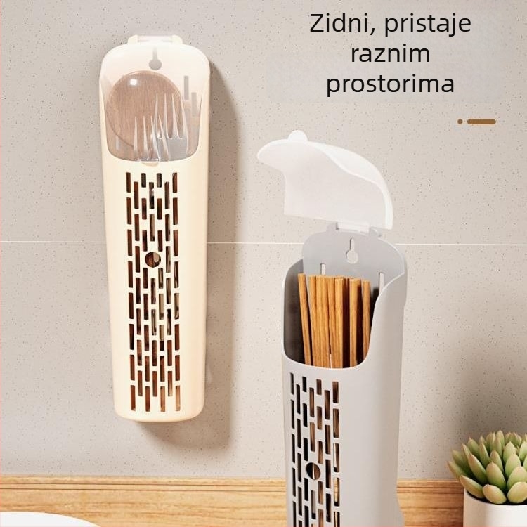 Plastični držač za štapiće sa poklopcem, zidni nosač, kuhinjsko skladištenje i odvodnja