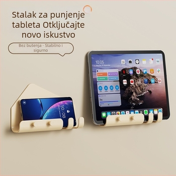 Zidni organizator za mobitel i tablet uz stalk za punjač, multifunkcionalni spremišni regaľ za dnevnu sobu i spavaću sobu