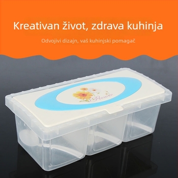 Plastična višenamjenska kutija za začine s tri ili četiri pregrade — kuhinjski pribor, kreativan dizajn