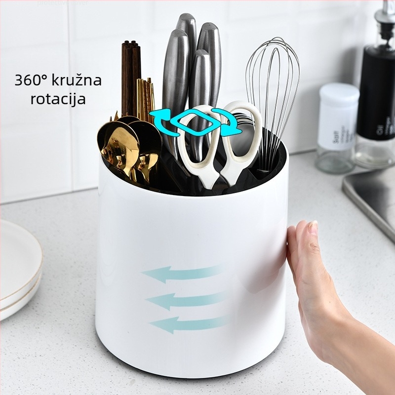 360° rotirajući držač chopsticks i kuhinjskih pribora – višenamjenski organizator za chopsticks, nože i vilice