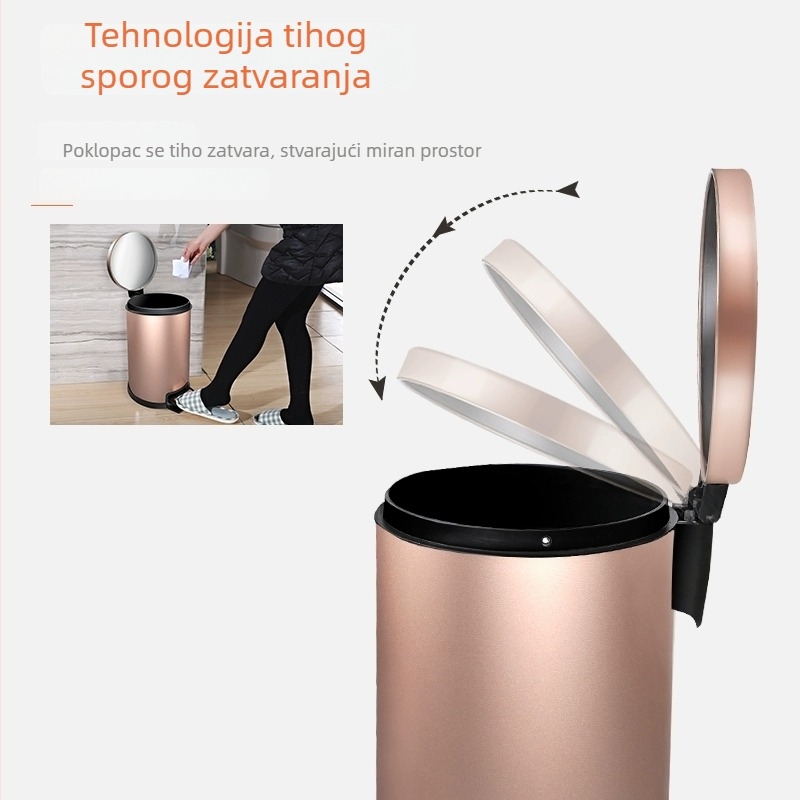 Pedalni kantu za smeće od nehrđajućeg čelika s poklopcem, velikog kapaciteta, za kuhinju, ured i dnevni boravak