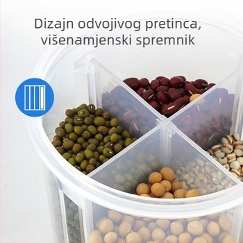 Plastični spremnik za žitarice sa pregradama, zapečaćeni spremnik za rižu, kućna upotreba, otporan na insekte, HPL522/3