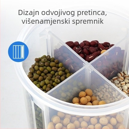 Plastični spremnik za žitarice sa pregradama, zapečaćeni spremnik za rižu, kućna upotreba, otporan na insekte, HPL522/3