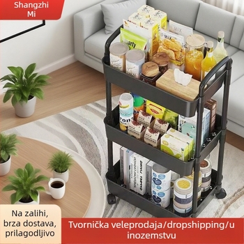 Trostruki prijenosni kuhinjski stalak za grickalice i povrće s okretljivim kotačićima
