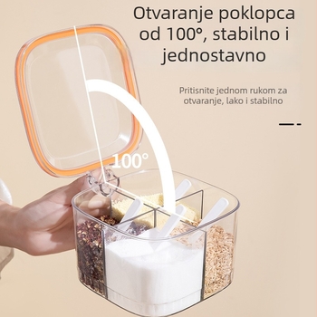 Kuhinjska kutija za začine sa četiri odjeljka, integrirani spremnik za vruću posudu, plastična posuda za sol i umake, japanski stil