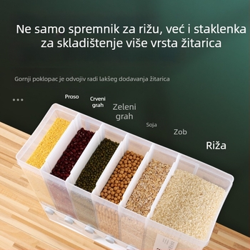 Podijeljeni spremnik za rižu, zidni, otporan na vlagu, skladištenje žitarica, velik kapacitet