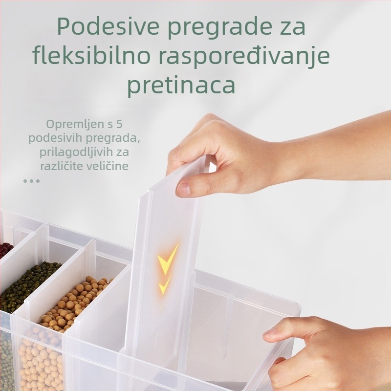 Podijeljeni spremnik za rižu, zidni, otporan na vlagu, skladištenje žitarica, velik kapacitet