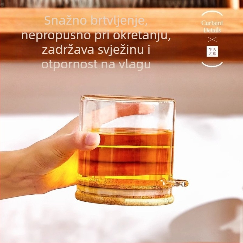 Prozirna staklena posuda za skladištenje s drvenom žličicom, hermetički zatvarač, za čaj, začine i zrna kave