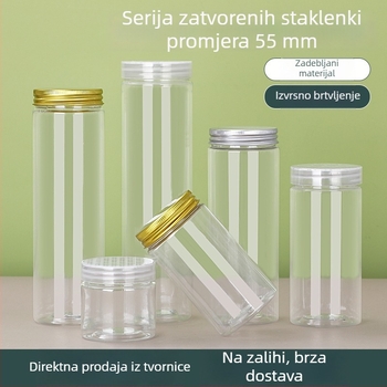 Kružni plastični zatvoreni spremnik za pohranu s velikim otvorom, PET prozirna posuda za čaj, orašaste plodove i kekse