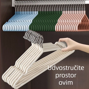 Visokokvalitetna antislip vješalica za odjeću od čeličnog užeta s debelim plastičnim premazom, za dom ili studentski dom