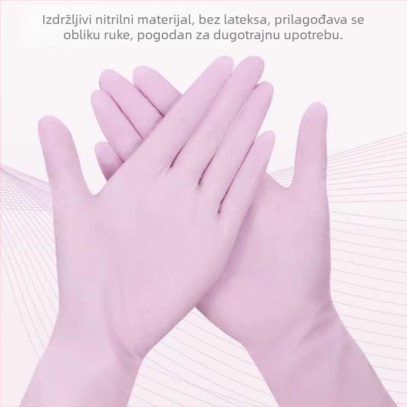 Nitrilne vodootporne jednokratne rukavice za kućanstvo, kuhinju, pranje posuđa, prehrambena kvaliteta, s duljinom od 12 inča, visoka elastičnost, otporne na ulje, produžene rukavice