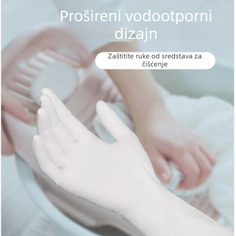 Nitrilne vodootporne jednokratne rukavice za kućanstvo, kuhinju, pranje posuđa, prehrambena kvaliteta, s duljinom od 12 inča, visoka elastičnost, otporne na ulje, produžene rukavice