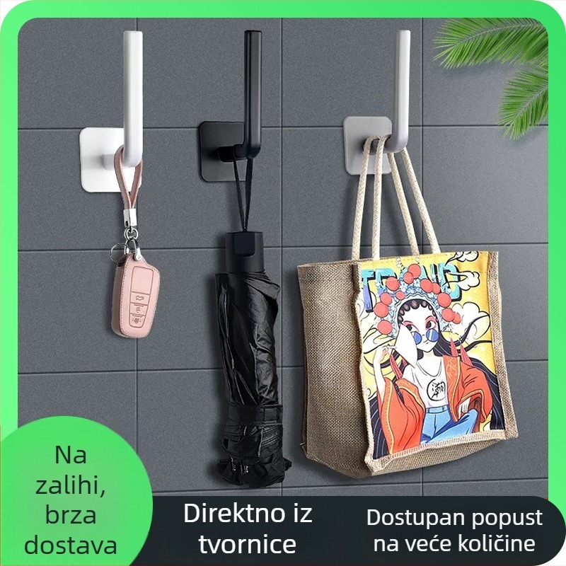 Kuka bez bušenja s ljepilom – zidna L‑oblik vješalica za kuhinju i kupaonicu