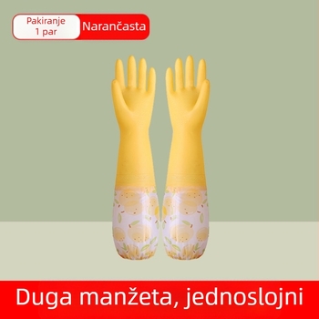 Debljane gumene rukavice s flis podstavkom za pranje posuđa, vodootporne i izdržljive, ženske, jesen-zima