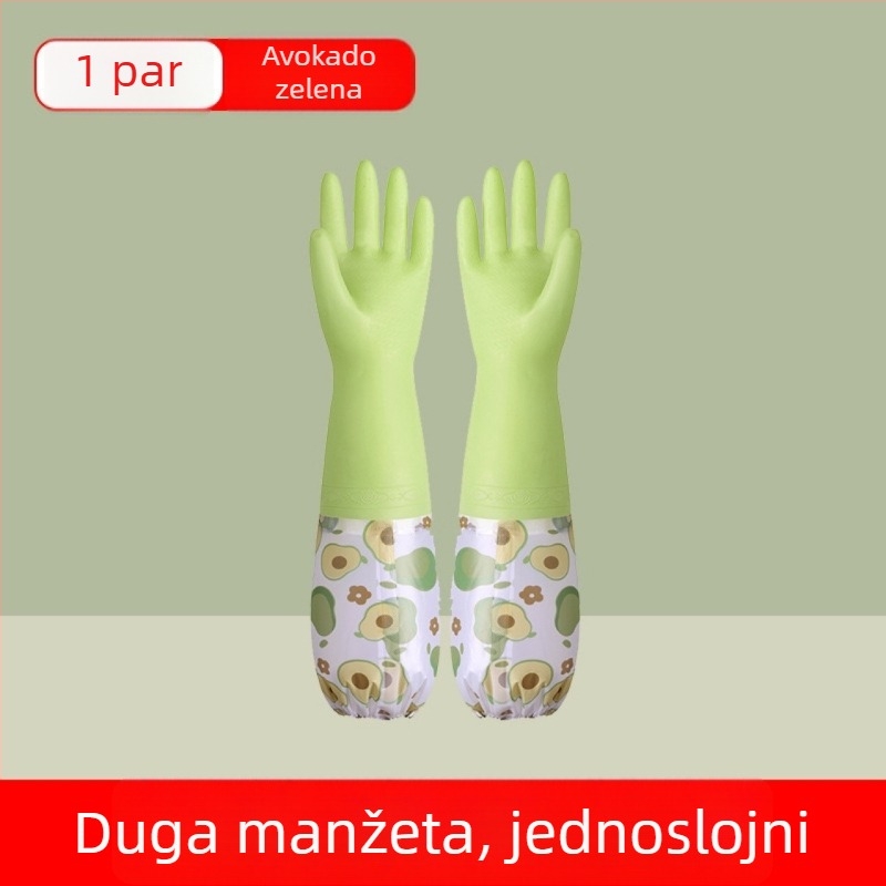 Debljane gumene rukavice s flis podstavkom za pranje posuđa, vodootporne i izdržljive, ženske, jesen-zima