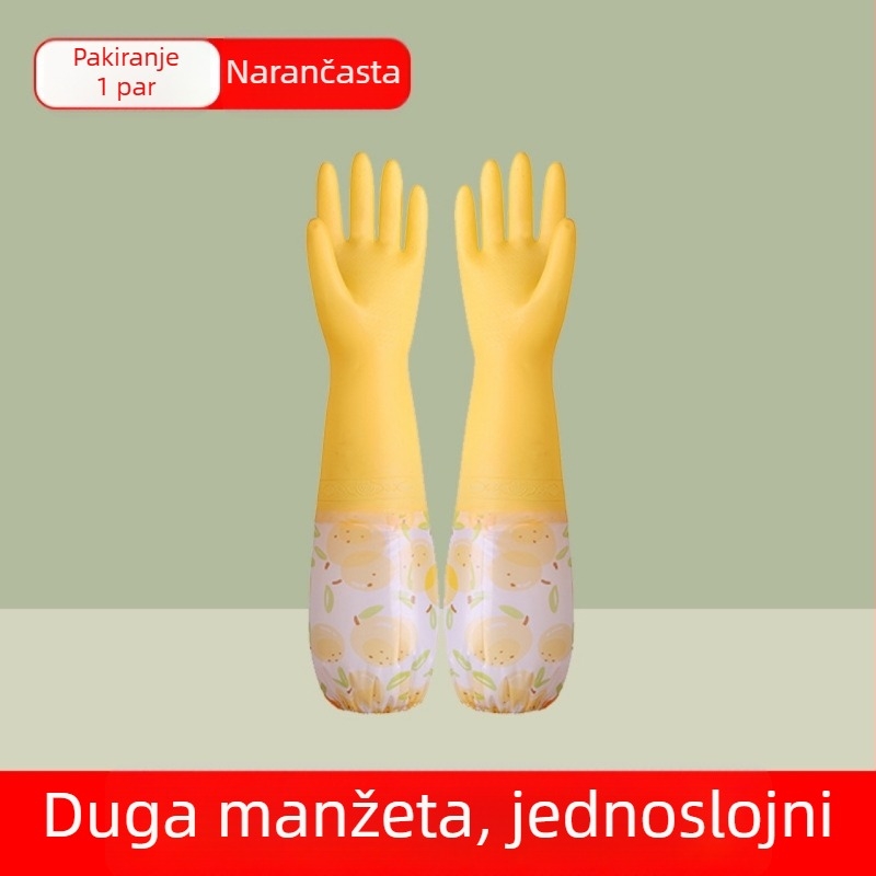 Debljane gumene rukavice s flis podstavkom za pranje posuđa, vodootporne i izdržljive, ženske, jesen-zima