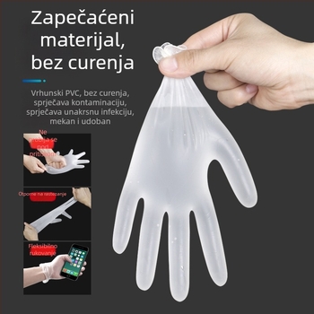 Helper PVC jednokratne rukavice, prozirne za kuhinju i pranje posuđa, 100 komada u kutiji, vodootporne i otporne na mrlje