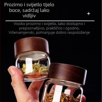 Prozirni stakleni spremnik za kuhinju s poklopcem od drveta akacije, japanskog stila, za pohranu budističkih perli