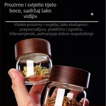 Prozirni stakleni spremnik za kuhinju s poklopcem od drveta akacije, japanskog stila, za pohranu budističkih perli