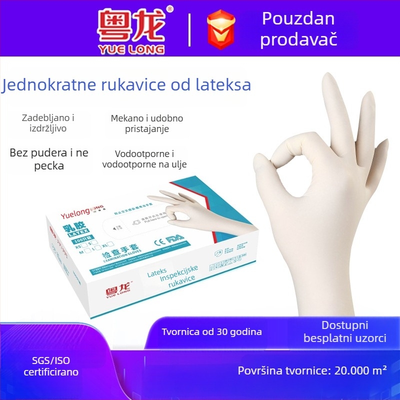 Jednokratne rukavice od prirodnog lateksa za rukovanje hranom, kućnu upotrebu, ljepotu, bojanje kose i stomatološku njegu
