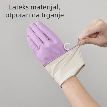 Latex rukavice za kućanstvo, vodonepropusne i izdržljive, duljine 34 cm, pogodne za pranje posuđa, povrća i rublja.