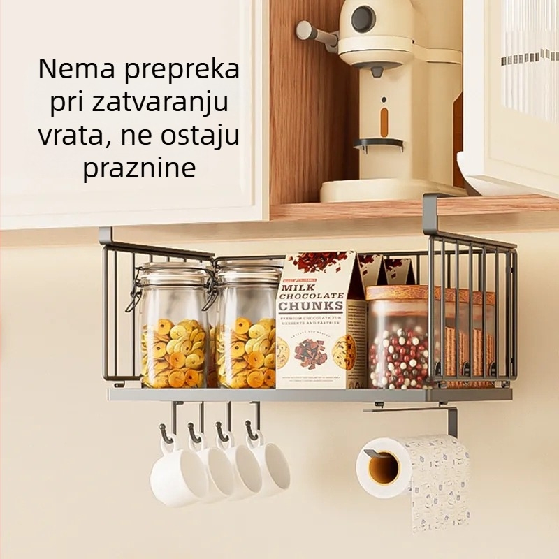 Kuhinja zidni viseći košarica organizator skladištenja, preklopna višenamjenska polica za začine