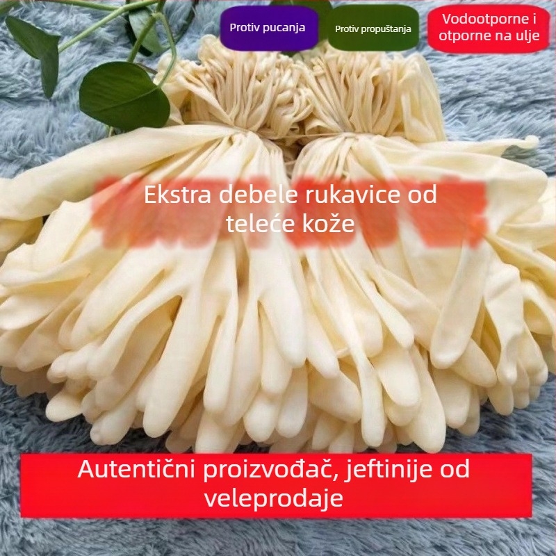 Jednokratne rukavice od lateksa, bež boje, za lijevu i desnu ruku, bez pudera, otporne, vodootporne, otporne na ulje