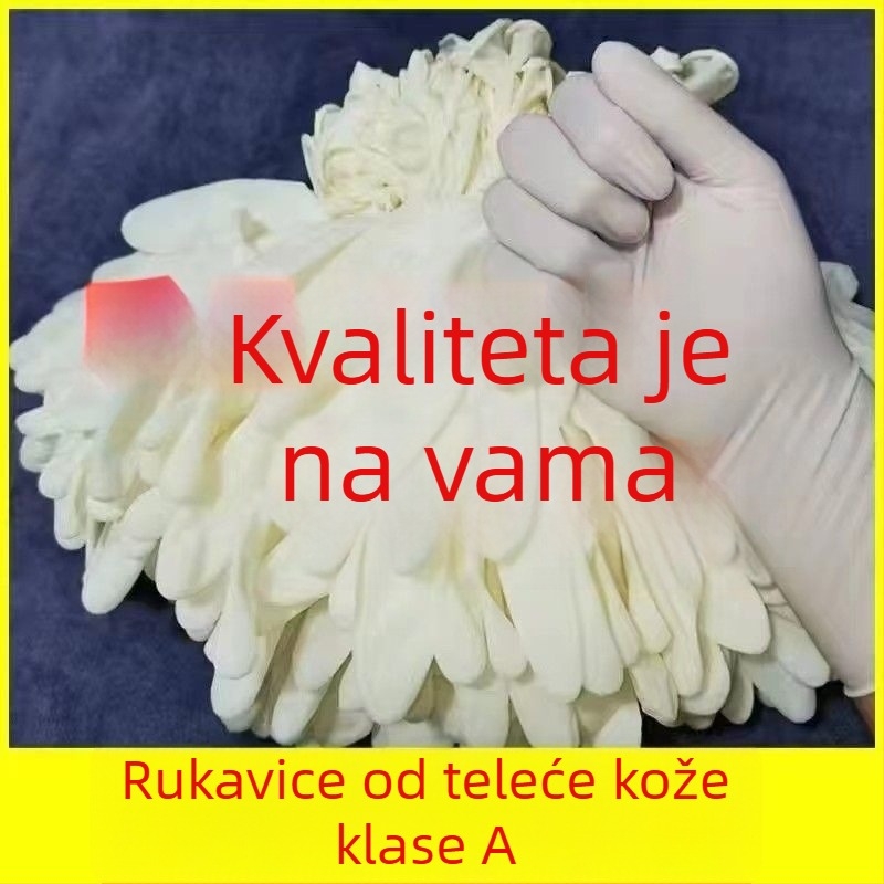 Jednokratne rukavice od lateksa, bež boje, za lijevu i desnu ruku, bez pudera, otporne, vodootporne, otporne na ulje