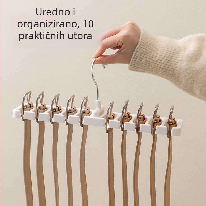 Veliki držač za pojas i organizator s 10 otvora, držač za kravate i skladištenje šalova