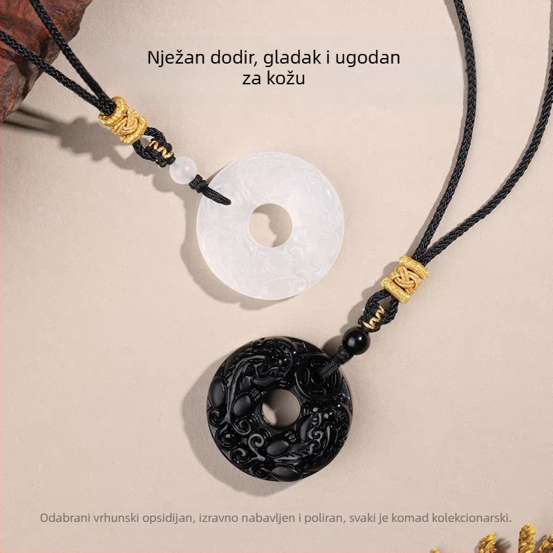 Obsidijan Pixiu privjesak za muškarce, par ogrlica, poklon za rođendan