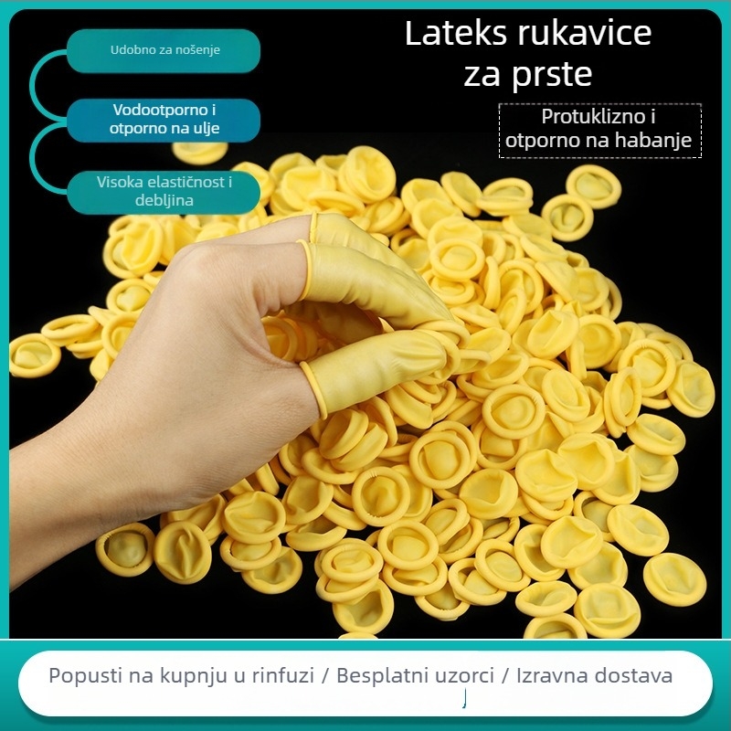 Antistatična jednokratna žuta latex prstna navlaka, ojačana, bez prašine, otporna na habanje, za radionicu
