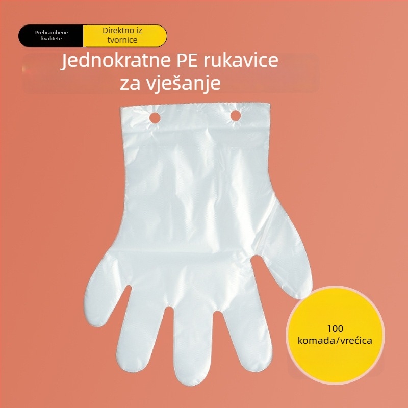 Jednokratne rukavice s otvorom za vješanje, prehrambene kvalitete, klips za pohranu u kuhinji i ugostiteljstvu