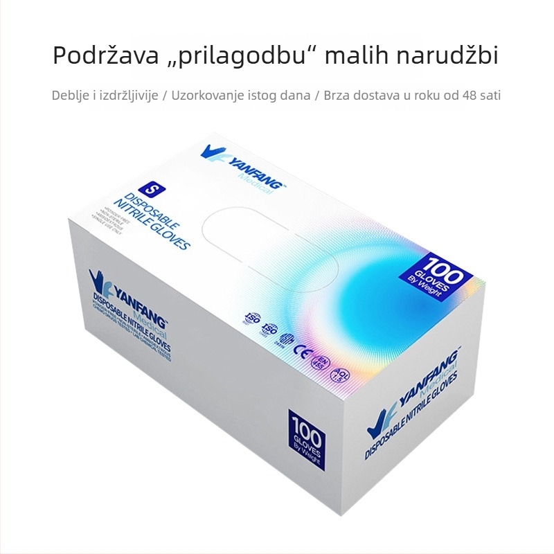 Crne nitrilne jednokratne rukavice, protuklizne, 0,10 mm, duljina 29 cm, boja po izboru, za industrijsku upotrebu