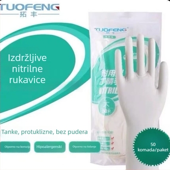 Jednokratne nitrilne rukavice, produžene i debele, izdržljive, 12 inča, prehrambene kvalitete, za kuhinju i pranje posuđa, vodootporne.