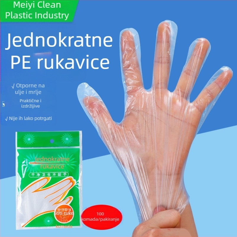 Rukavice za prehrambenu industriju, debele za kuhinju i catering, prozirne PE rukavice za bojanje kose